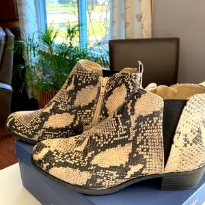 Faux snakeskin ankle booties